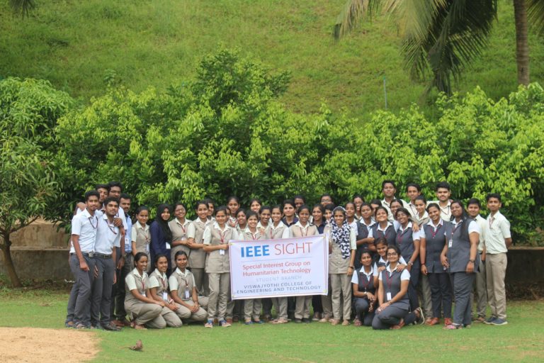 Kerala IEEE SIGHT volunteers holding a IEEE SIGHT week banner. 
