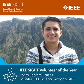 IEEE SIGHT 2020 volunteer of the year.
